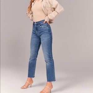 Abercrombie and Fitch Curve love ultra high rise ankle straight jeans